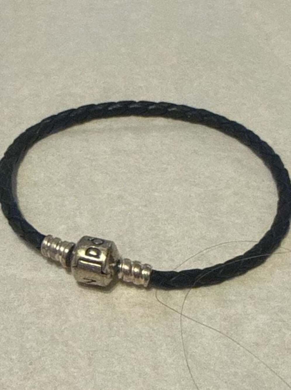 Pandora Moments Black Braided Leather Bracelet with Sterling Silver Round Clasp